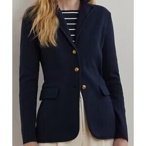 LAUREN RALPH LAUREN navy blue cotton blend women's blazer size XXL